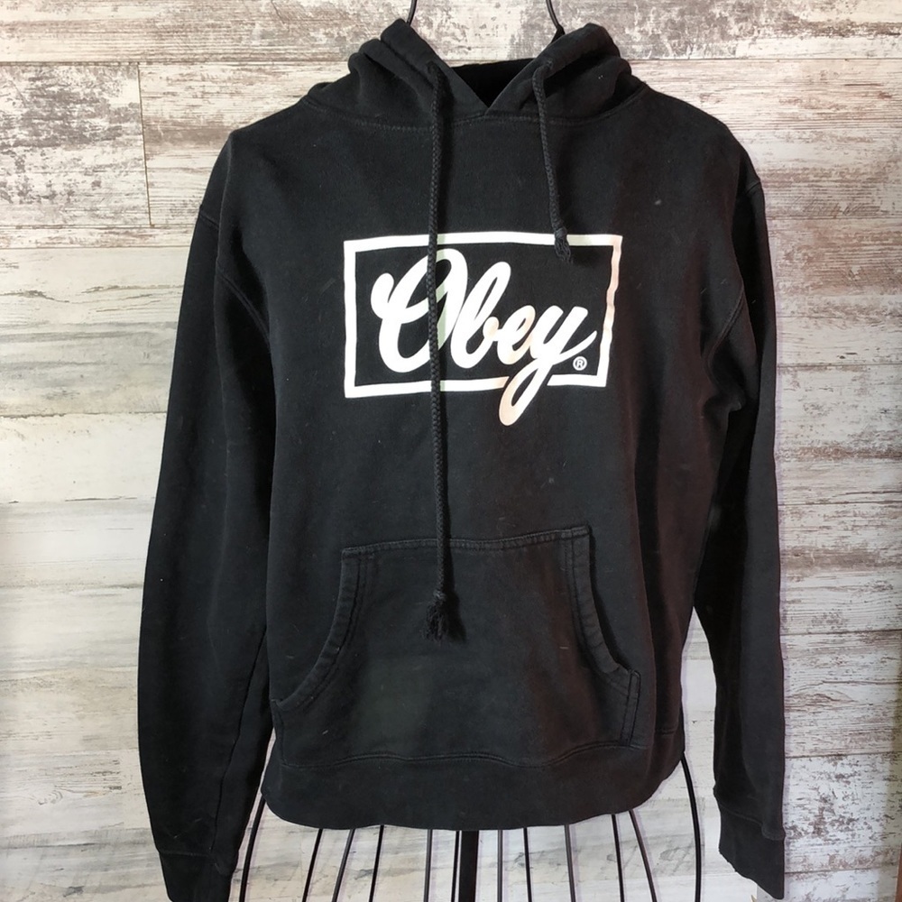 Obey propaganda sweatshirt hoodie size large kids obey black and white h…​